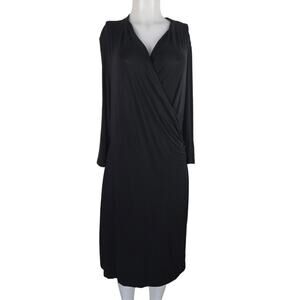 Coldwater Creek Side Swept Knit Long Sleeve Faux Wrap Dress Women's 14 NWT